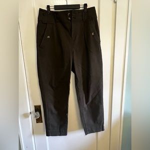 High waisted pleaded canvas pants